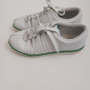 K-Swiss White and Green Sneakers